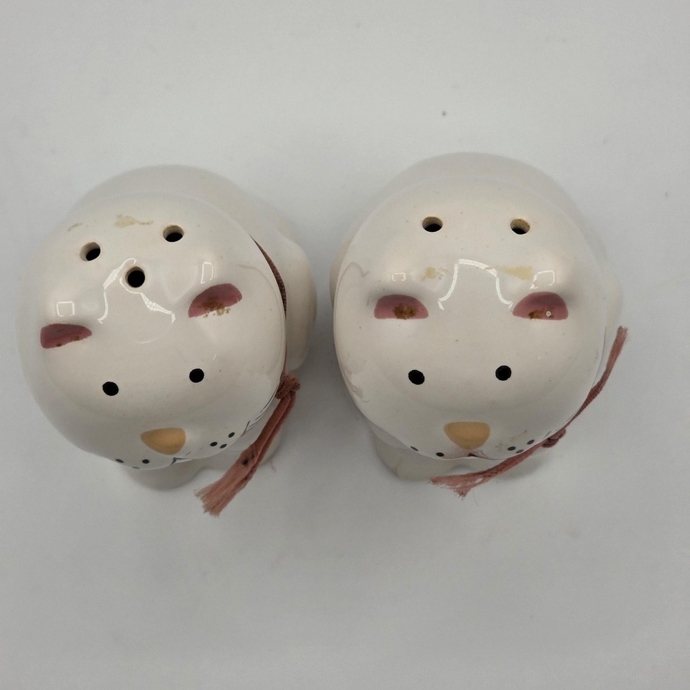 Vtg Ceramic Cat Salt and Pepper Shakers Set Pair White Pink Kitty Kitchen Decor - Picture 6 of 7